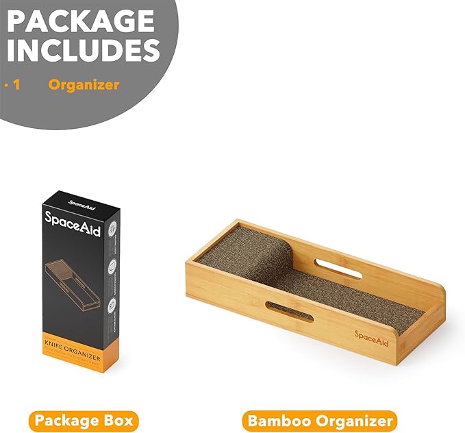 SpaceAid Knife Drawer Organizer Bamboo Insert Dock, Kitchen Steak Knives Holder - Image 7