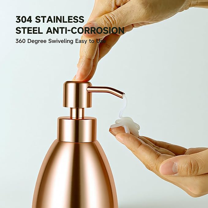 304 Stainless Steel Soap Dispenser 16oz Rust-Proof Liquid Soap Pump Bottle - Image 5