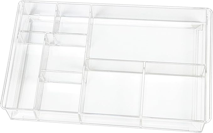 ZEXALOR 8-Section Clear Drawer Organizer, Large Acrylic Drawer Divider Tray by ZEXALOR