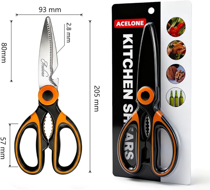 Acelone Kitchen Shears, Premium Heavy Duty Shears Ultra Sharp Stainless Steel - Image 6