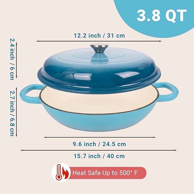 Enameled Cast Iron Dutch Oven, 3.8 Quart Dutch Oven Pot - Image 5