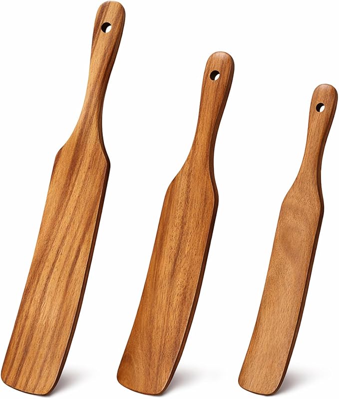 3 Pack Skinny Wooden Spurtle Set by Ayiaren