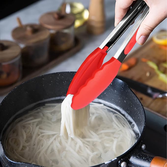HINMAY 7-Inch Mini Silicone Tongs Small Serving Tongs - Image 5