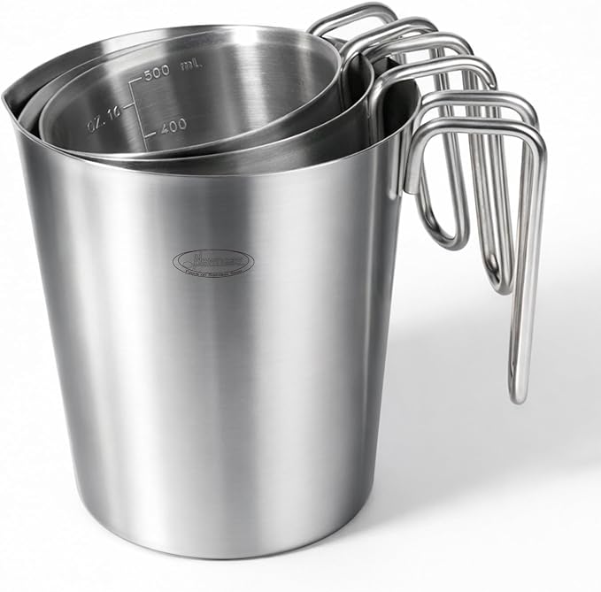 Newness 3-Pack Stainless Steel Measuring Cups Set, Metal Measuring Cup by Newness