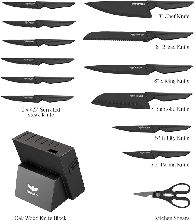 Kitchen Knife Set with Block: 15-Piece High Carbon Stainless Steel Professional - Image 2