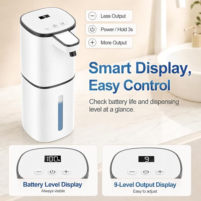 Automatic Liquid Soap Dispenser, 9 Adjustable Levels, 380ml/12.8oz, Touchless - Image 2