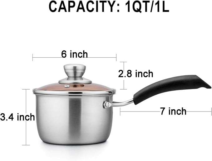 TeamFar 1 Quart Saucepan, Stainless Steel Saucepan - Image 2