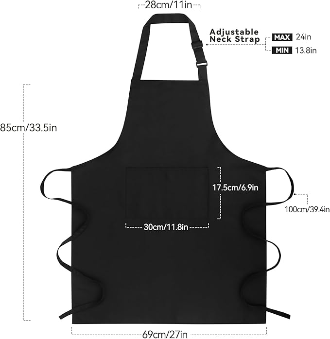 Large Chef Apron for Men and Women, Cooking Kitchen Aprons - Image 3
