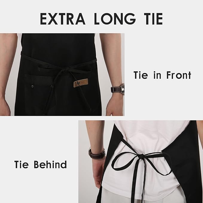Yuubin Extra Large Aprons for Men Adjustable Button Apron - Image 3