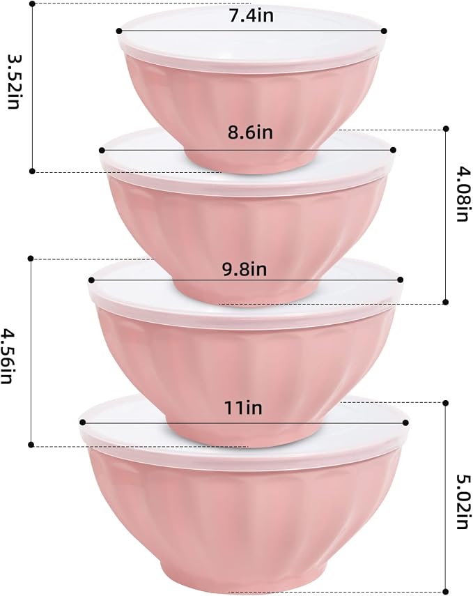 Mixing Bowls with Lids Set, 4 Piece Large Plastic Nesting Bowls, Includes 4 - Image 7