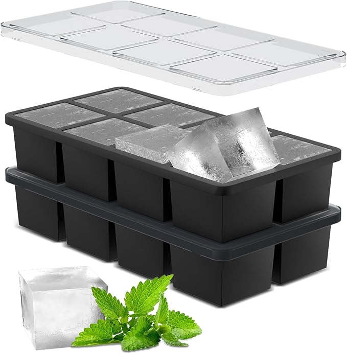 Samuelworld Large Ice Cube Tray: 2024 Upgraded Silicone Square Ice Cube Mold by Samuelworld