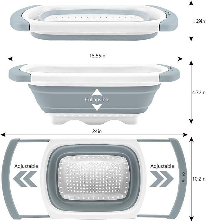 Qimh Collapsible Colander | Over The Sink Silicone Kitchen Strainers and - Image 3