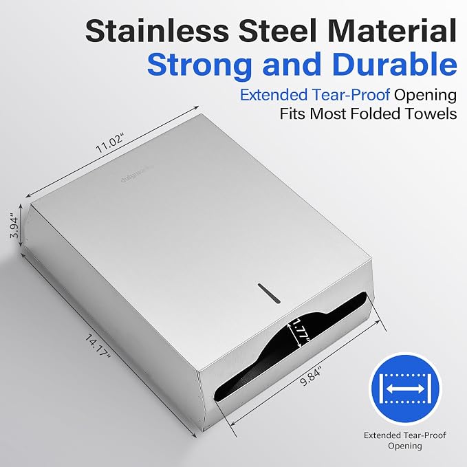 Commercial Paper Towel Dispenser Wall Mount, Stainless Steel C-Fold Multifold - Image 3
