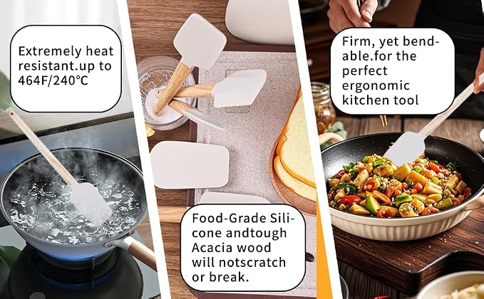 Ptanexx 5-Pcs Wooden Handle Silicone Spatula Set - Image 4