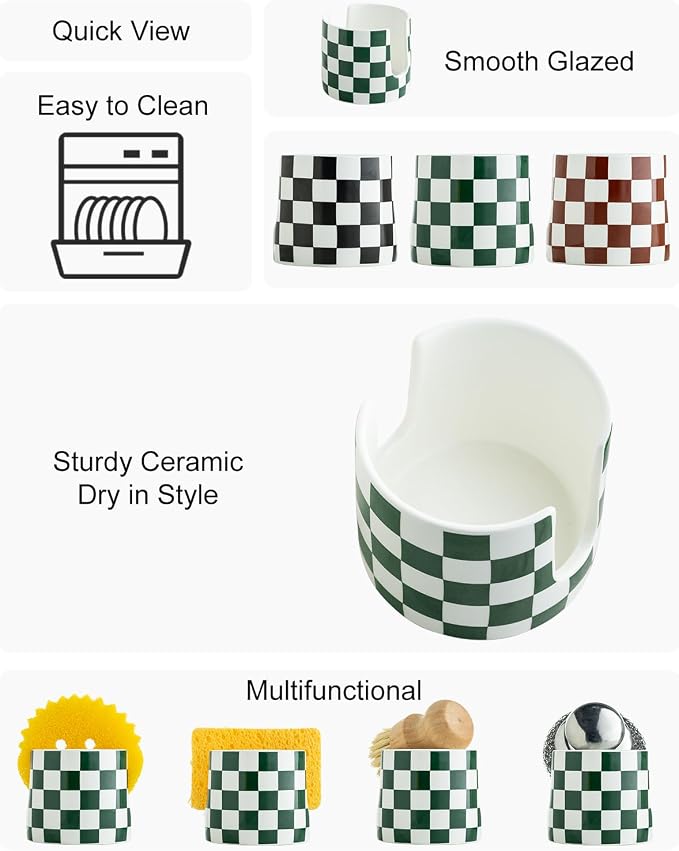 Zoeeker Ceramic Kitchen Sponge Holder, Dish Sponge Holder Suitable - Image 3