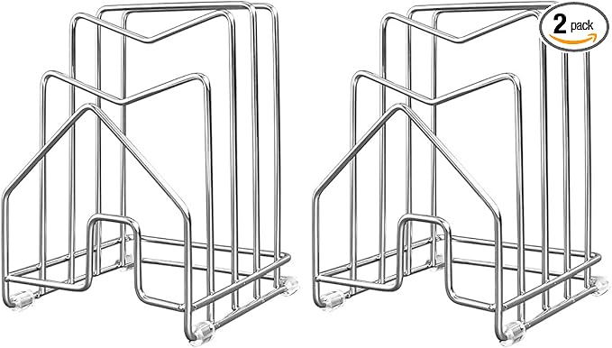 2 Pack Pot Lid Organizer Cutting Board Holder Inside Cabinet 304 Stainless by SUNFICON