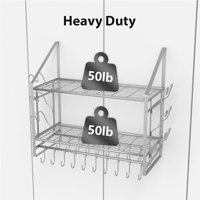 VyGrow 28 Inch Pot Rack Wall Mounted, 2 Tier Pots and Pans Organizer - Image 4