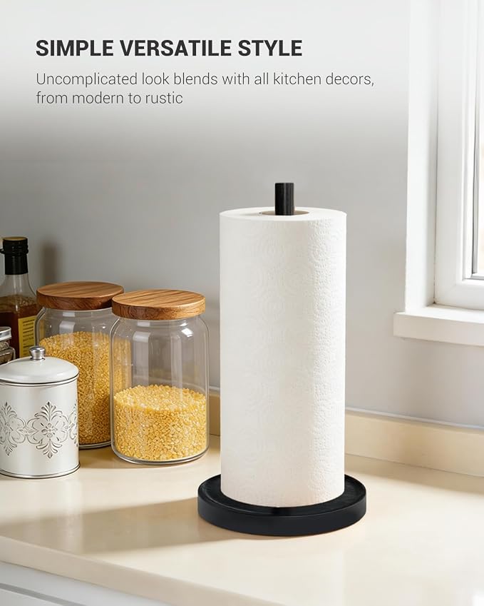 NESAPTO Paper Towel Holder Countertop, Wooden Freestanding Paper Towel Stand - Image 2