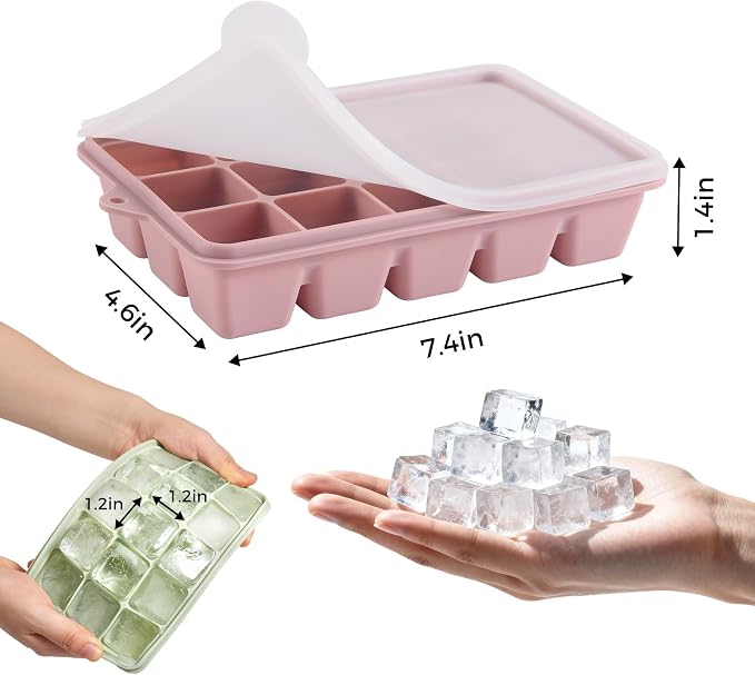 Silicone Ice Cube Trays with Lid, Easy Release Ice Molds, Reusable and - Image 6