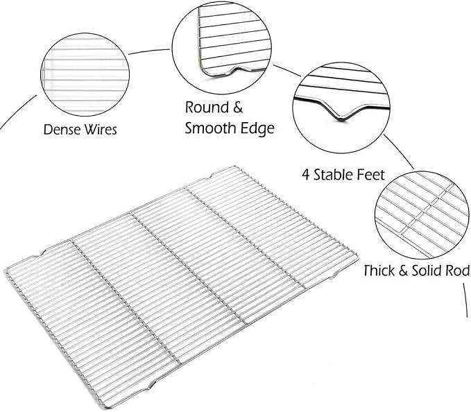 Wire Cooling Racks For Baking 9.3"X13.6" Oven Safe Small Grid Fits Air - Image 4
