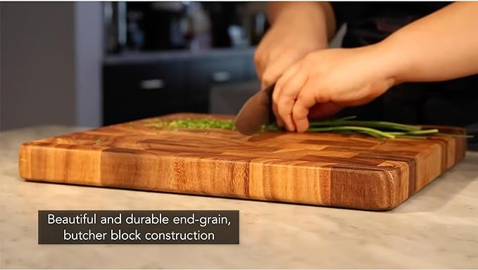 Ironwood Gourmet Large End Grain Prep Station Acacia Wood Cutting Board - Image 6