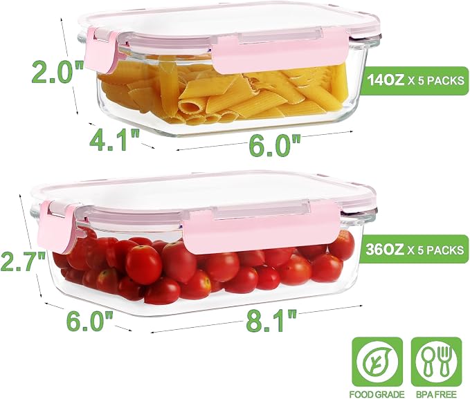 10 Pack Borosilicate Glass Meal Prep Containers - Image 3
