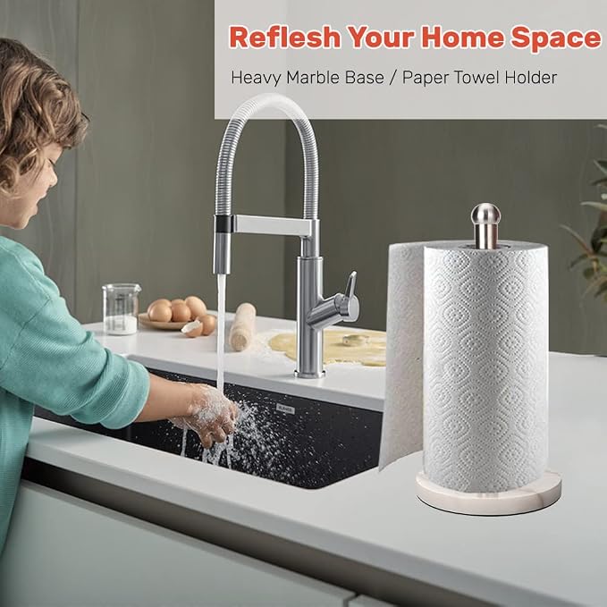 Heavy Weighted Paper Towel Holder, Easy One-Handed Design - Image 7