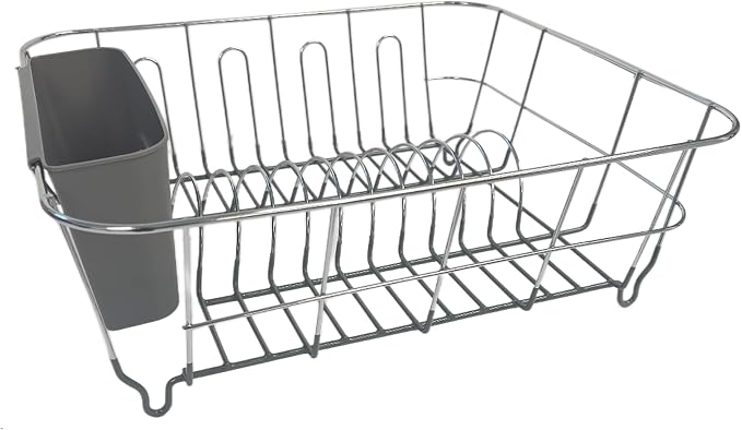 Dish Drying Rack & Cutlery Holder 2 Piece Set Compact Sink-Fitting Dish Drainer by SweetHomeCollection