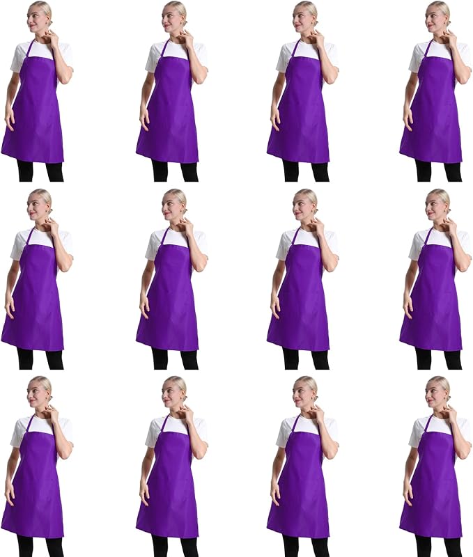 12 Pcs Purple Bib Bulk Aprons for Women Men Adult Girls Unisex by TSDSTORY