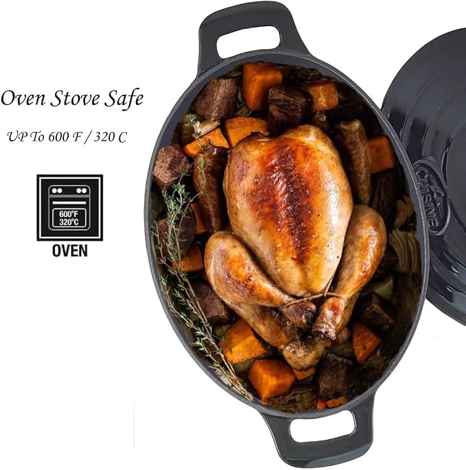 La Cuisine Enameled Cast Iron Oval Dutch Oven Casserole 6.75 QT 33x25x16cm Matt - Image 5