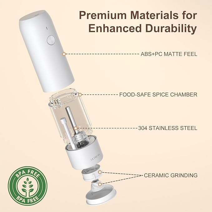 Ultrean Electric Pepper Grinder, Rechargeable Salt and Pepper Grinder - Image 5