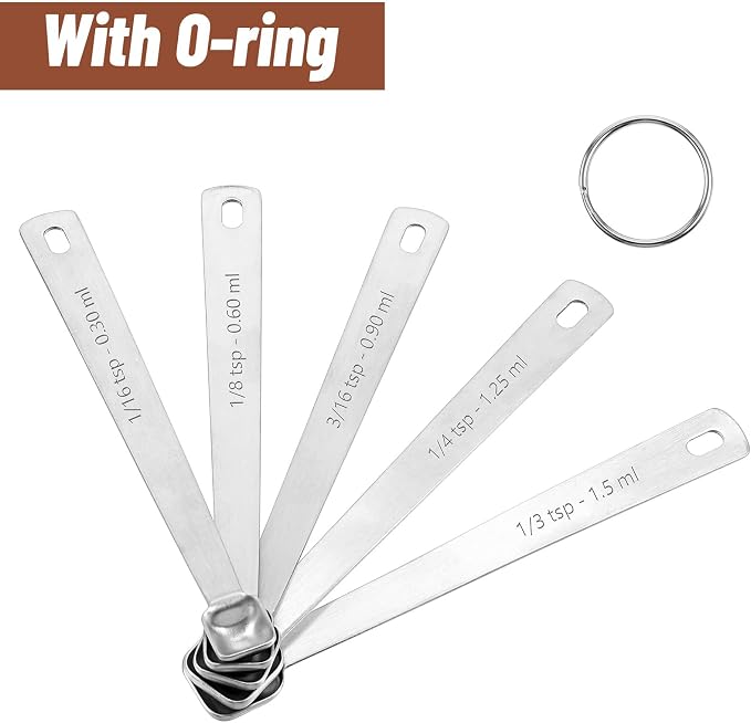 5PcsTeaspoon Measuring Spoons, 3/16 tsp, Mini Measuring Spoon, Square Bowl - Image 2