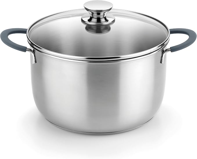 BRA COOKWARE Master Stainless Steel Stock Pot w/Glass Lid | 9.5 Inch 4 Quart by BRACookware