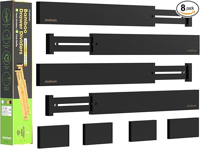 ANTOWIN Bamboo Drawer Dividers Organizers, Expandable Drawer Separators Splitter by ANTOWIN