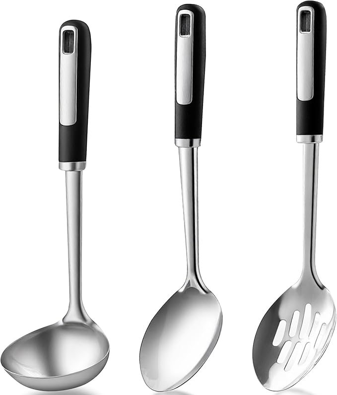 Stainless Steel Cooking Spoons Set, Large Serving Spoons Stainless Steel by HAPPYKIT