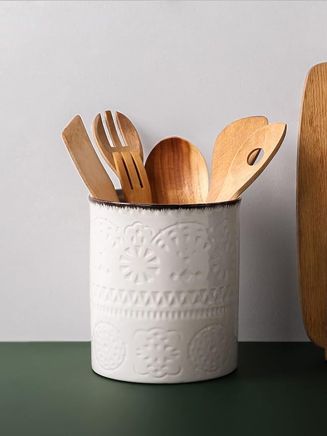 DOWAN 7.2" Kitchen Utensil Holder, Extra Large Farmhouse Utensil Holders - Image 4