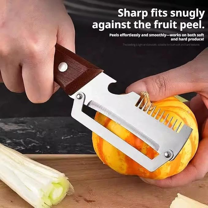 2PCS 3-in-1 Multifunctional Vegetable Peeler, Zero Snag Wooden Peeler, - Image 4