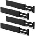 Utoplike 4 pcs Bamboo Kitchen Drawer Dividers Large, Adjustable Black Drawer by Utoplike