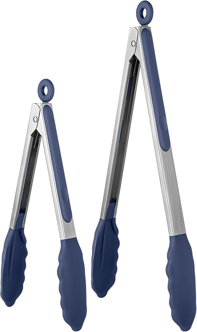 600ºF Heat Resistant Kitchen Tongs: U-Taste 9+12 inch Silicone Cooking Tong Set by U-Taste