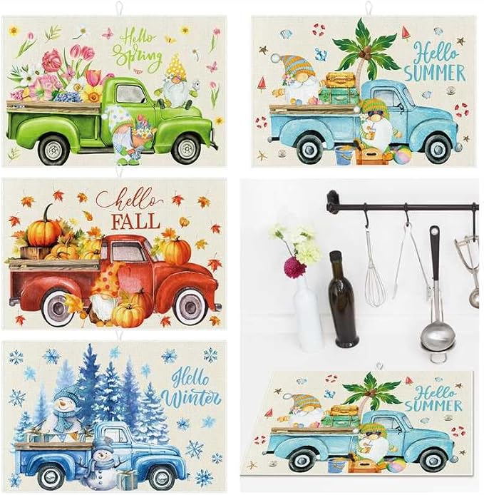 Teenyyou 4 Pcs Seasonal Dish Drying Mats by Teenyyou