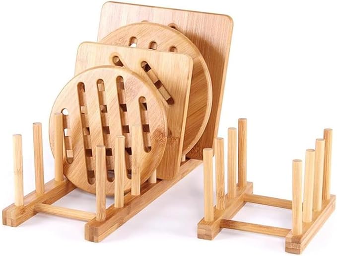YWSHF Bamboo Wooden Dish Rack Dishes Drainboard Drying Drainer Storage Holder - Image 3