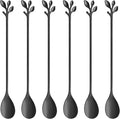 AnSaw 6-Piece Elegant Black Leaf Long Handle Teaspoons by AnSaw