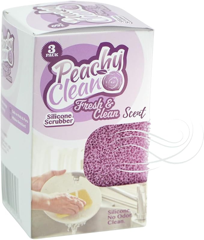 Peachy Clean Silicone Dish Sponge Scrubbers, Fresh & Clean Scent, Non-Scratch - Image 2