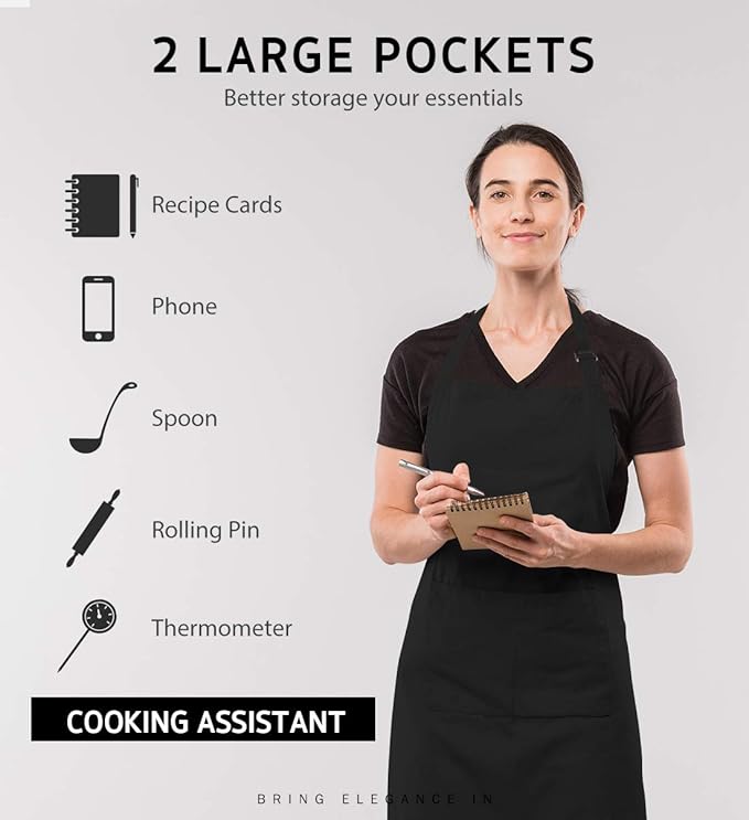 Syntus Apron for Men Women, Adjustable Cooking Kitchen Chef Aprons - Image 4