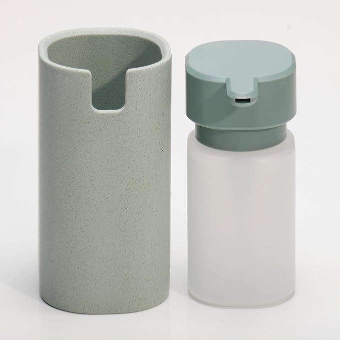 LINE+ARC Modern Easy-to-Press Soap Dispenser. No-Rust Cute Bathroom Beige - Image 5