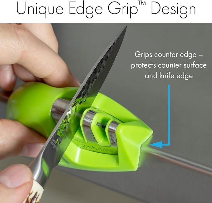 KitchenIQ 51422 | Edge Grip 2-Stage Knife Sharpener | Green – 3 Pack | Coarse & - Image 9