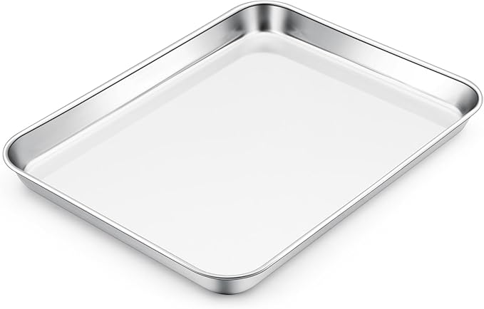 E-far Toaster Oven Tray, 10.5”x8.3” Stainless Steel Small Baking Cookie Sheet by E-far