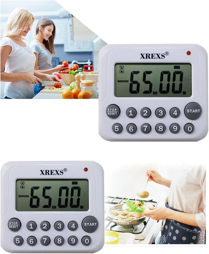 XREXS Digital Kitchen Timer Magnetic Countdown Up Cooking Timer Clock - Image 6