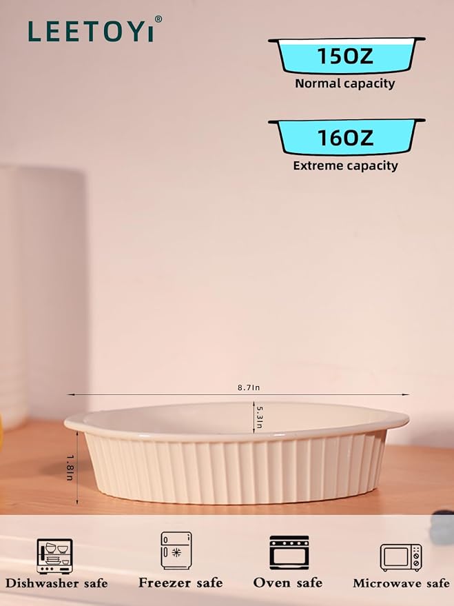 LEETOYI Porcelain Small Oval Au Gratin Pans, Baking Dish Set - Image 7