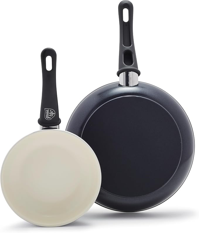 GreenLife Non Stick Fry Pan Set, Non-Toxic PFAS-Free Ceramic Skillets, by GreenLife